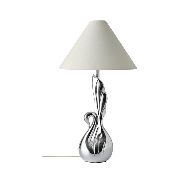 Balta/sudraba krāsas polirezīna galda lampa (augstums 53 cm) Swan – Ellos Home-image-3