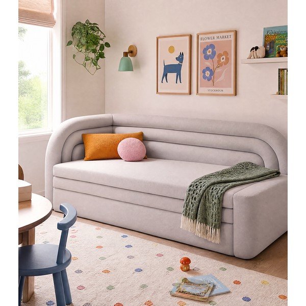 Bēšs samta salokāms/ar uzglabāšanas vietu dīvāns ar kreiso stūri 223 cm Fabillo – ELTAP-image-4