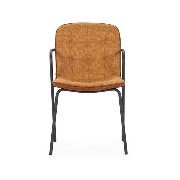 Terakotas oranžs polsterēts pusdienu krēsls ar roku balstiem Angie – Marckeric-image-2