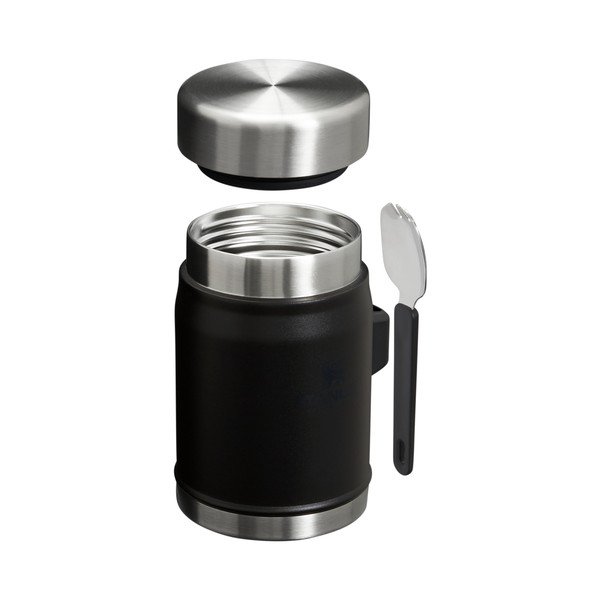 Matēti melns nerūsējošā tērauda termoss pārtikai 400 ml Legendary Food Jar + Spork Black 2.0 – Stanley-image-1