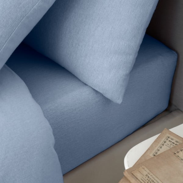 Gaiši zils flaneļa palags ar gumiju 90x190 cm Brushed – Catherine Lansfield-image-1