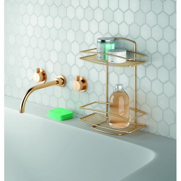 Zelta krāsas tērauda vannas istabas plaukts Onda – Metaltex-image-1