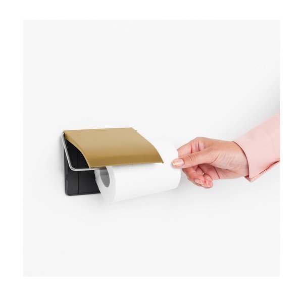 Zelta krāsas tērauda sienas tualetes papīra turētājs ReNew – Brabantia-image-1
