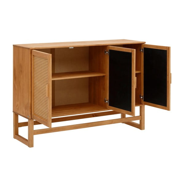 Kumode no priedes koka ar rotangpalmas durvīm Støraa Jolene, platums 128 cm-image-3