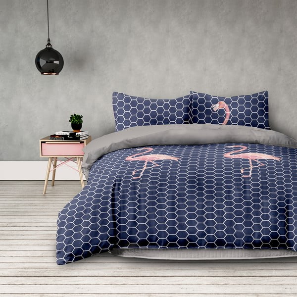 AmeliaHome Flamingo tumša vienvietīga gultasveļa, 140 x 200 cm
