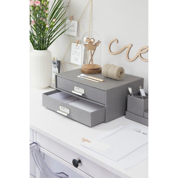 Pelēka 2 līmeņu mapju atvilktne Bigso, 33 x 22,5 cm-image-2