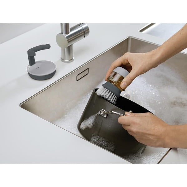 Pelēka birste ar dozatoru un statīvu Joseph Joseph Joseph Palm Scrub-image-3