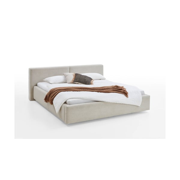 Bēša polsterēta divvietīga gulta ar veļas kasti ar redelēm 160x200 cm Cube – Meise Möbel-image-4