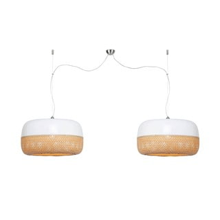 Balta un brūna bambusa dubultā piekaramā lampa Good&Mojo Mekong, ⌀ 60 cm