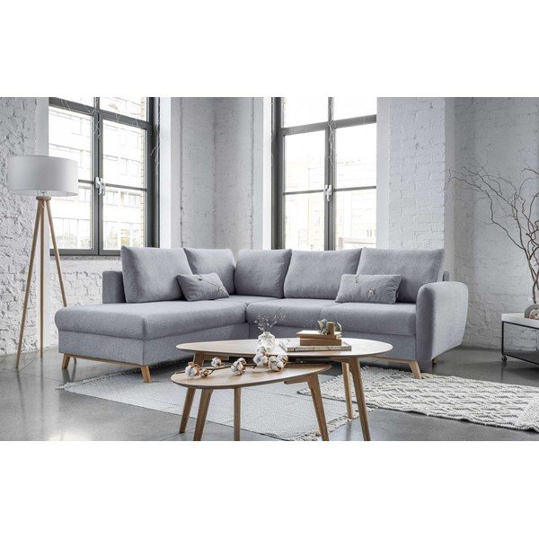 Gaiši pelēks izlaižams stūra dīvāns Miuform Scandic Lagom L, kreisais stūris-image-3