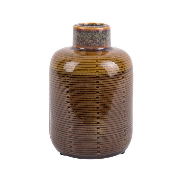Brūna keramikas vāze PT LIVING Pudele, augstums 14 cm
