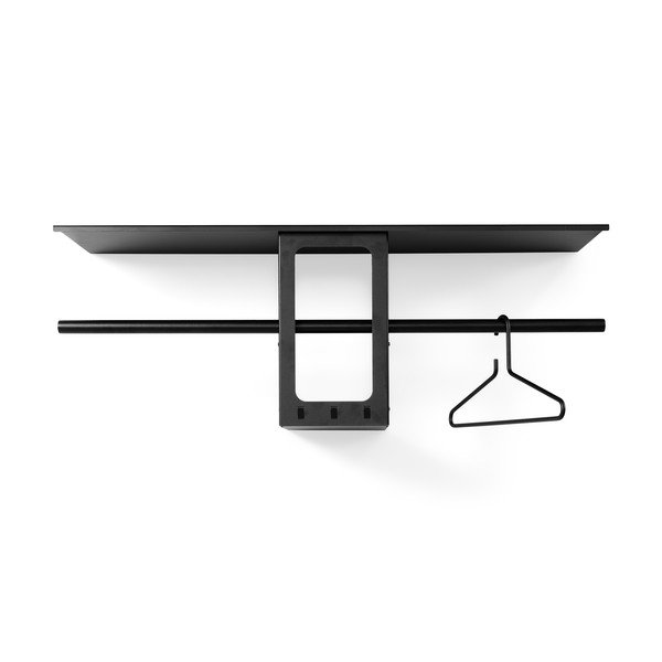 Melns tērauda sienas pakaramais ar plauktu 100 cm Luno Small – Spinder Design-image-2