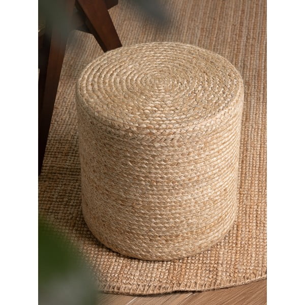 Dabīga toņa pufs Jutta Gold – Hanse Home-image-2