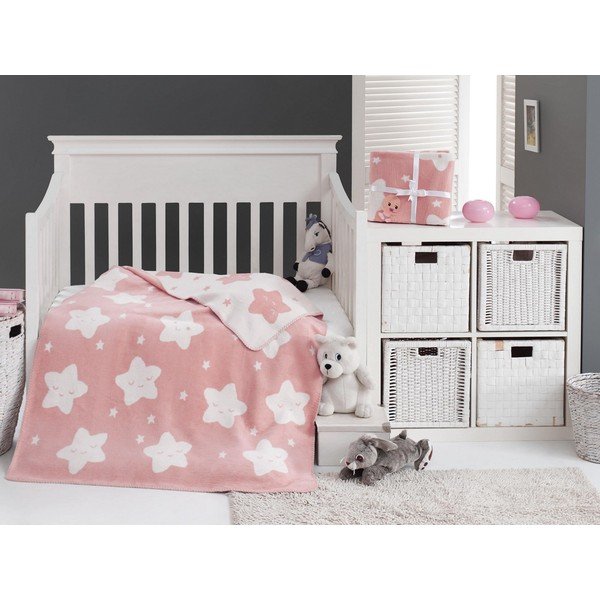 Rozā flīsa bērnu sega 100x120 cm Star – Mijolnir-image-1