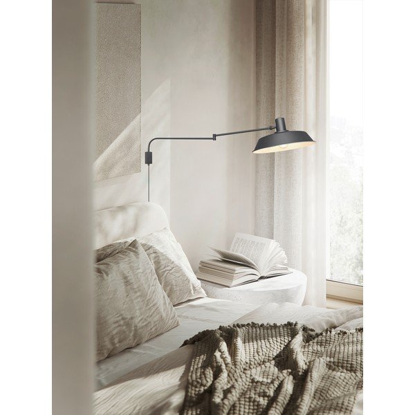 Matēti melna sienas lampa ar saliekamu konstrukciju ar vadu ø 35,5 cm Bolder – Trio-image-1