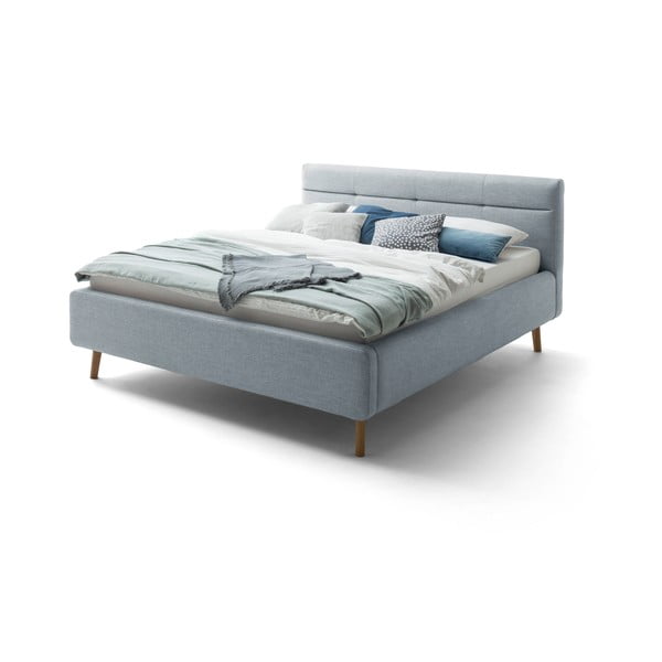 Zila polsterēta divguļamā gulta ar glabāšanas vietu un režģi 180x200 cm Lotte – Meise Möbel