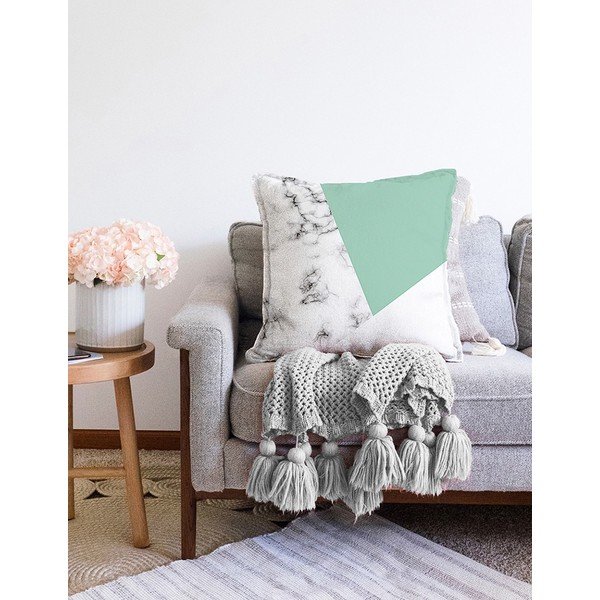 Zaļa un pelēka spilvendrāna ar kokvilnas maisījumu Minimalist Cushion Covers Marble, 55 x 55 cm-image-2
