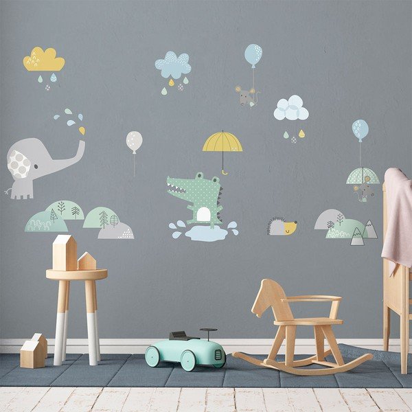 Bērnu sienas uzlīme Ambiance Animals in the Rain-image-3