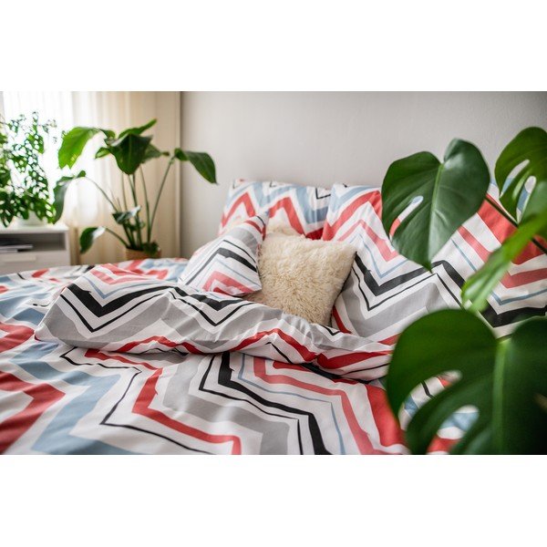 Zila/pelēka vienguļamā trīsdaļīga gultas veļa no kokvilnas satīna 140x200 cm Marina – JAHU collections-image-4