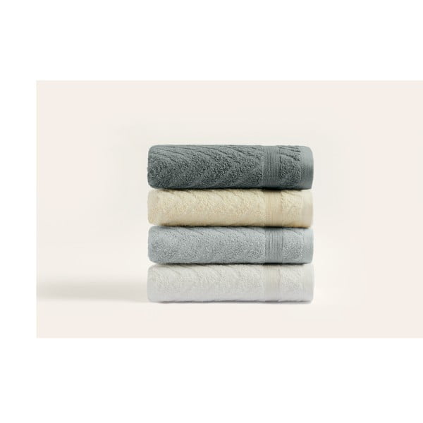 Dzelteni/pelēki frotē kokvilnas dvieļi (4 gab.) 50x90 cm – Foutastic