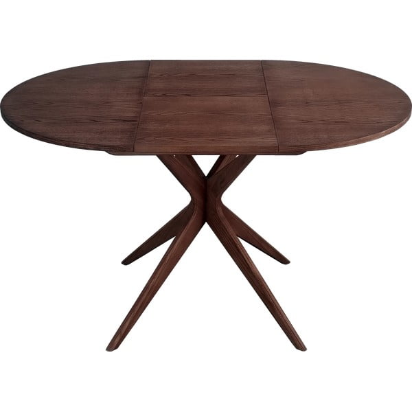 Apaļš izvelkams ēdamgalds ar papildu galda virsmu ar riekstkoka imitāciju ø 90 cm Jubi – Ragaba-image-1