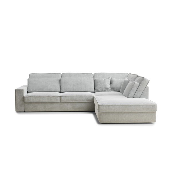 Gaiši pelēks stūra dīvāns no šenila auduma (ar labo stūri/L veida) Kirou – Maison de Rêve