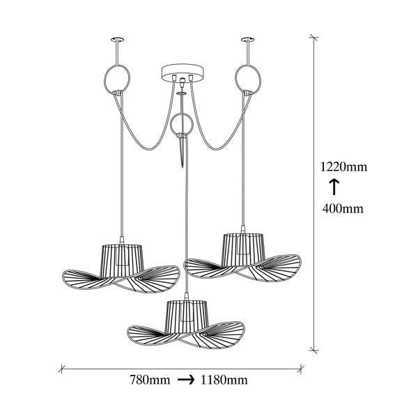 Melna piekaramā lampa ar metāla abažūru ø 78 cm Tel – Opviq lights-image-3