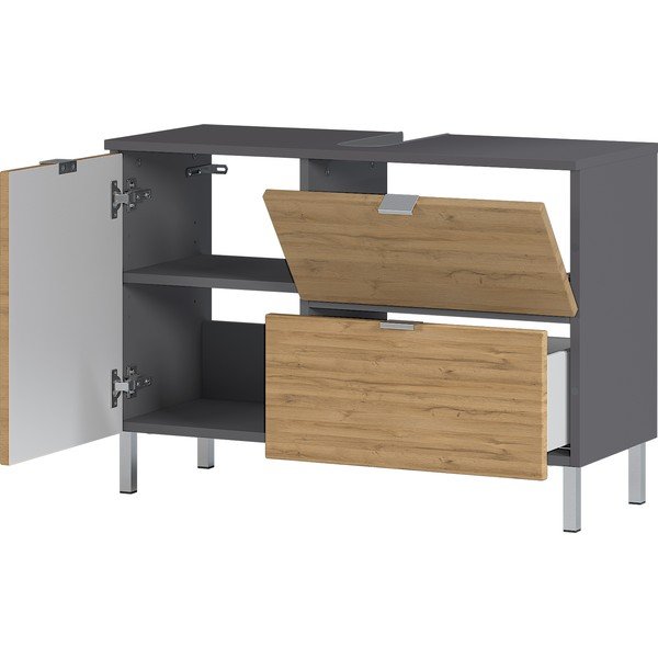 Skapītis zem izlietnes ar ozolkoka dekoru Germania Mauresa, platums 80 cm-image-3