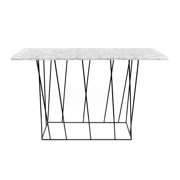 Balts marmora konsoles galds ar melnām kājām TemaHome Helix, 40 x 120 cm