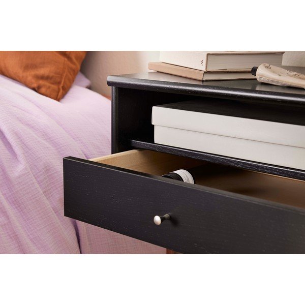 Melns piekaramais naktsgaldiņš ar plauktiem Mistral – Hammel Furniture-image-4