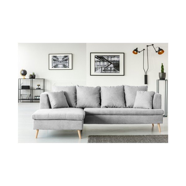 Gaiši pelēks dīvāns četrām personām ar atpūtas krēslu labajā pusē Cosmopolitan design Newport-image-3