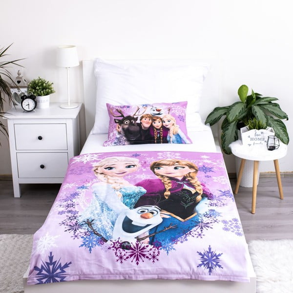 Kokvilnas bērnu gultas veļa 100x135 cm Frozen "Purple" – Jerry Fabrics-image-2