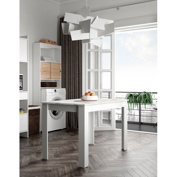 Balts ēdamgalds ar marmora virsmu 110x70 cm Nice - TemaHome -image-1