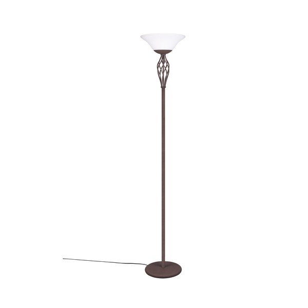 Tumši brūna stāvlampa ar stikla abažūru (augstums 180 cm) Rustica – Trio