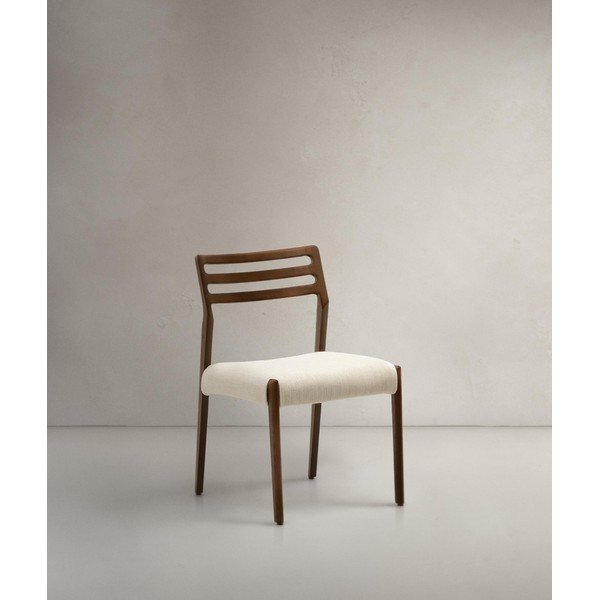 Bēšs/tumša dabīga toņa ozola masīvkoka pusdienu krēsls Cudia – Kave Home-image-3
