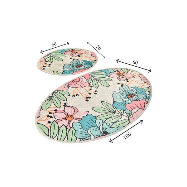 2 ovālu vannas paklājiņu komplekts Foutastic Pastel Bloom-image-2
