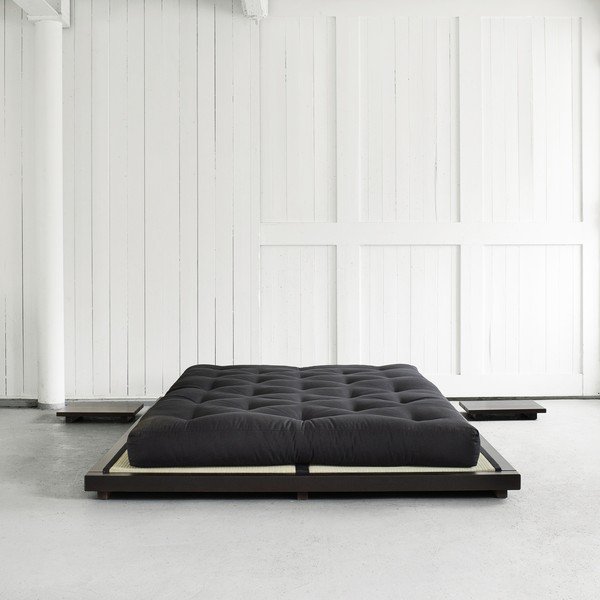 Divguļamā gulta no priedes koka ar matraci un tatami Karup Design Dock Double Latex Black Black, 160 x 200 cm-image-1