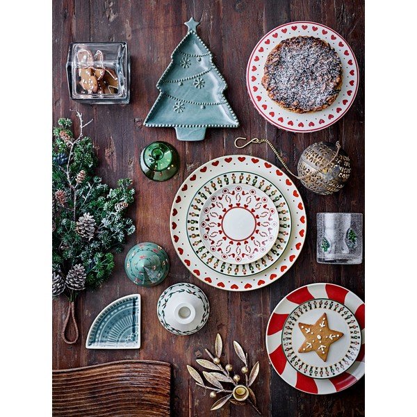 Sarkans akmensmasas šķīvis ar Ziemassvētku motīvu ø 23 cm Yule – Bloomingville-image-3