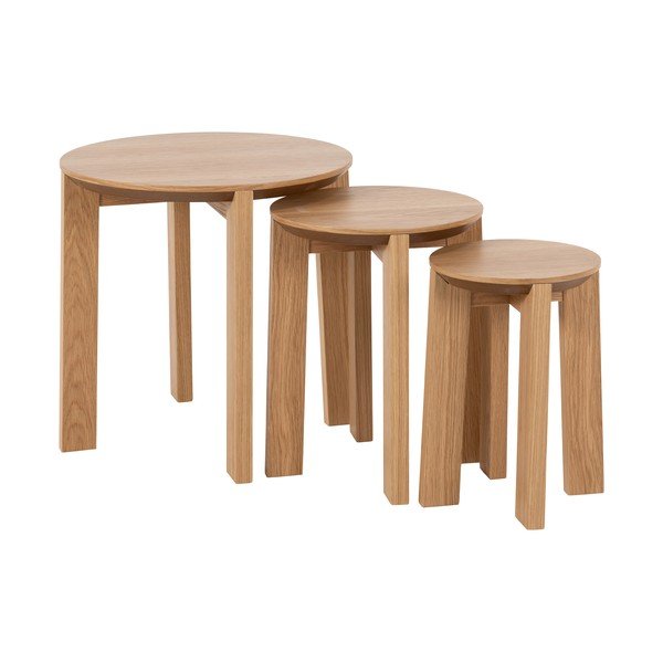Apaļi sānu galdiņi no ozolkoka imitācijas (3 gab.) ø 50 cm Maxime – Actona-image-2