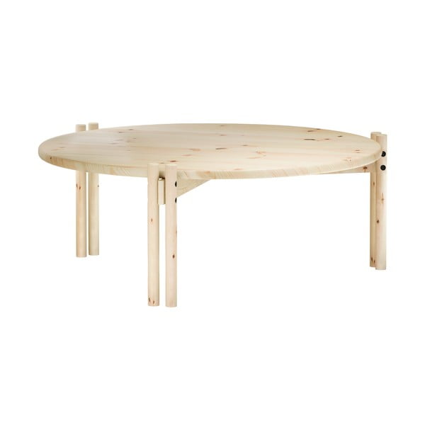 Dabīga toņa priedes masīvkoka apaļš žurnālgaldiņš ø 80 cm Sticks – Karup Design-image-3