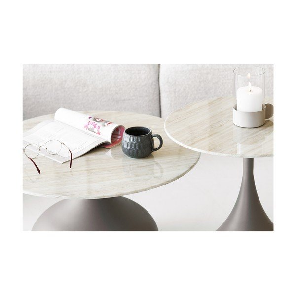 Apaļš sānu galdiņš ar stikla galda virsmu ø 50 cm Pienza – House Nordic-image-3