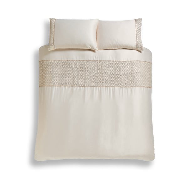 Bēša divguļamā gultas veļa no mikrosatīna 230x220 cm Deco Sequin – Catherine Lansfield