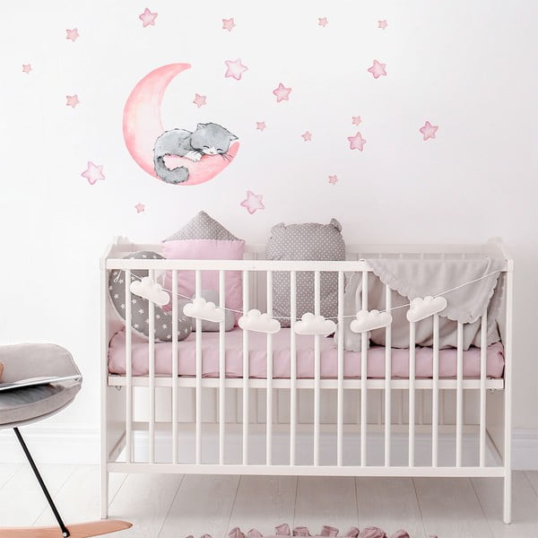 Rozā bērnu sienas uzlīmes Ambiance Magic Cat-image-1