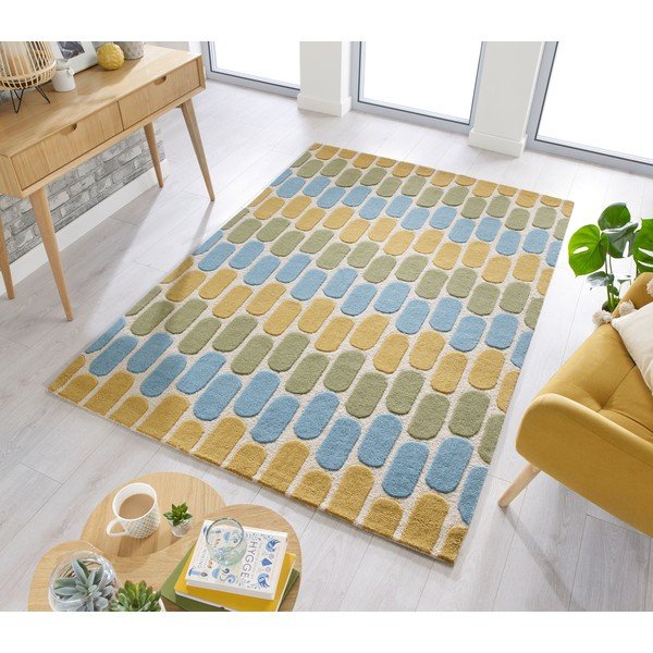 Dzelteni zaļš vilnas paklājs Flair Rugs Fossil, 160 x 230 cm-image-4