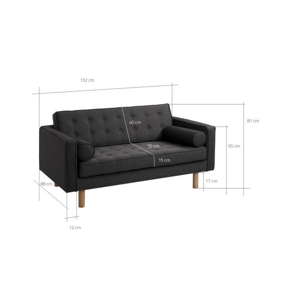 Tumši pelēks divvietīgs dīvāns Pielāgota forma Tēma-image-1