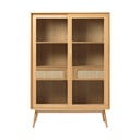 Dabīga toņa vitrīna ar ozolkoka imitāciju un bīdāmām durvīm 110x160 cm Barrali – Unique Furniture