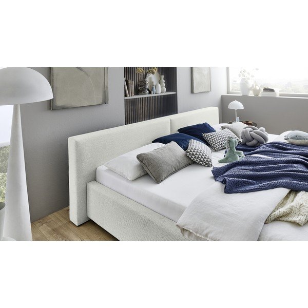 Balta polsterēta divvietīga gulta ar veļas kasti ar redelēm 200x240 cm Cube – Meise Möbel-image-2