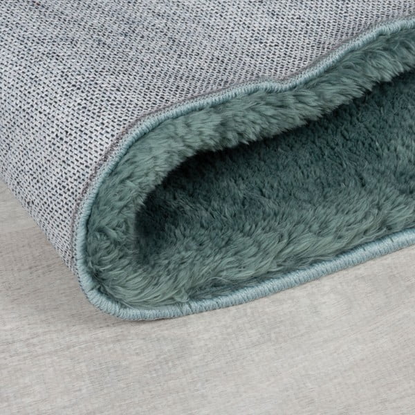 Zaļganzila sintētiska kažokāda 200x290 cm Faroe Wool Look Fur – Flair Rugs-image-2