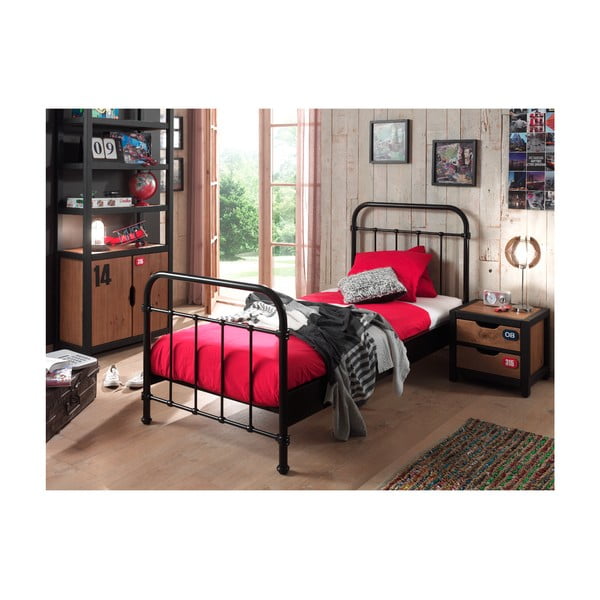 Melna metāla bērnu gulta Vipack New York, 90 x 200 cm-image-2