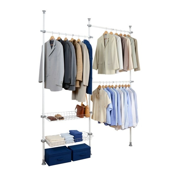 Balts metāla pagarināms drēbju pakaramais statīvs Herkules – Wenko-image-3